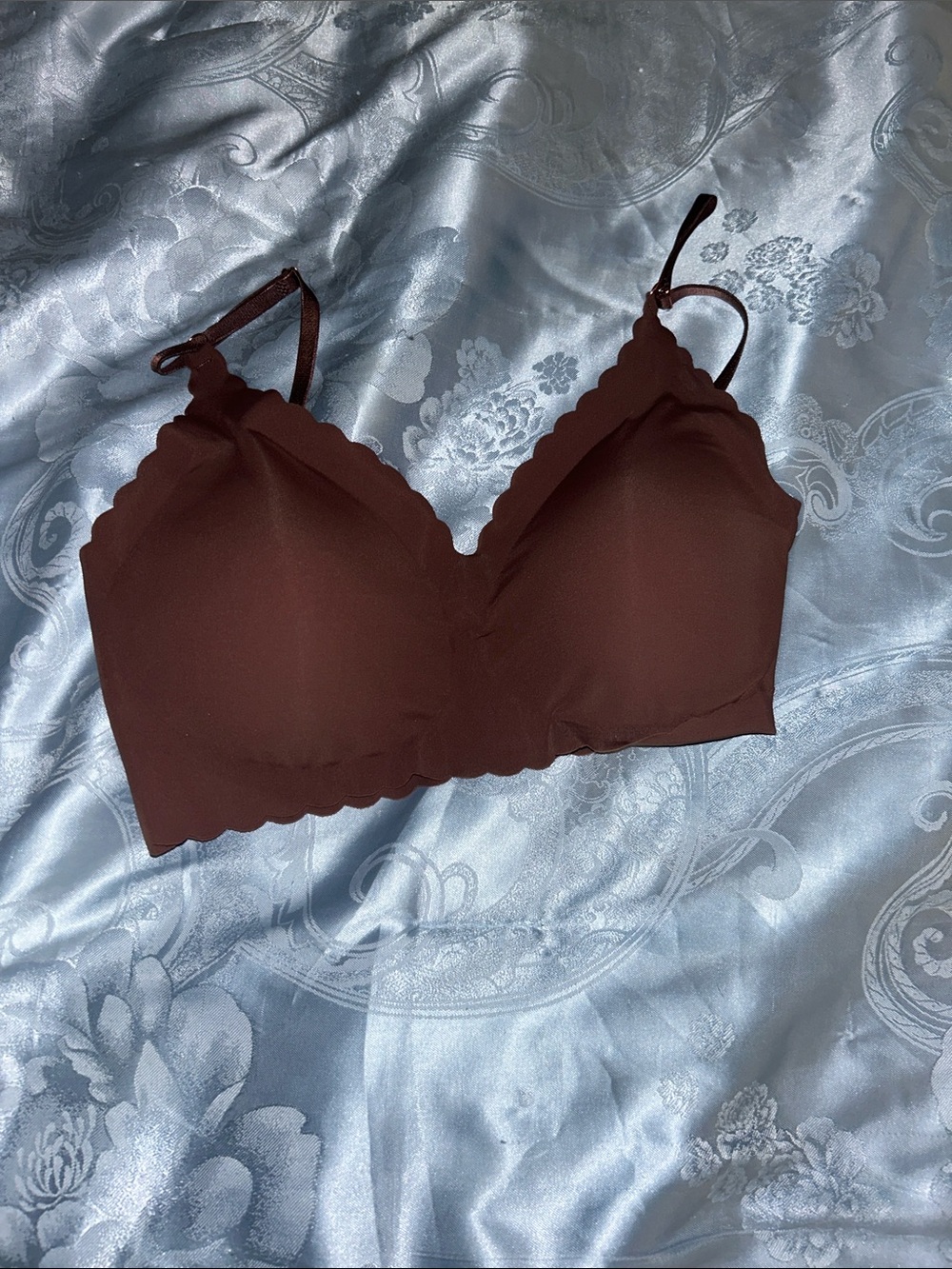 Seamless Scalloped Bralette in Chocolate Brown - Comfortable Women’s Intimates